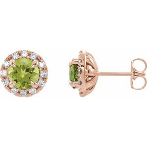 Natural Peridot And 1/3 Ctw Natural Diamond Earrings