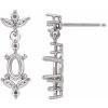 Platinum 6×4 mm Oval Accented Earring Mounting