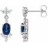 Sterling Silver Natural Blue Sapphire & 1/3 CTW Natural Diamond Earrings