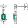 Sterling Silver Natural Emerald & 1/3 CTW Natural Diamond Earrings