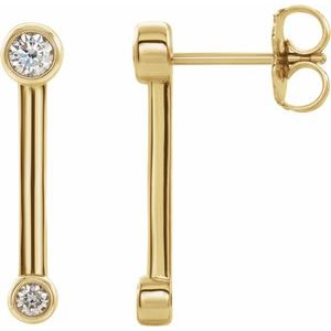 1/5 Ctw Natural Diamond Bezel-Set Bar Earrings