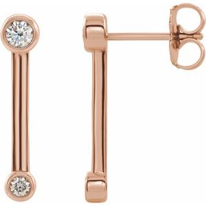 1/5 Ctw Natural Diamond Bezel-Set Bar Earrings