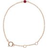 14K Rose Imitation Ruby Youth Birthstone 4 1/2-5 1/2″ Bracelet