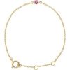 14K Yellow Imitation Pink Tourmaline Youth Birthstone 4 1/2-5 1/2″ Bracelet