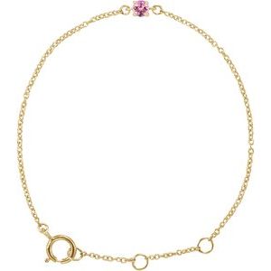 Imitation Pink Tourmaline Youth Birthstone Bracelet