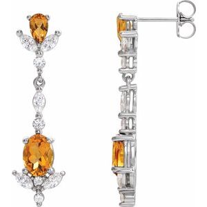 Natural Citrine And 3/4 Ctw Natural Diamond Earrings