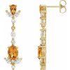 14K Yellow Natural Citrine & 3/4 CTW Natural Diamond Earrings