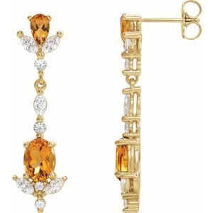 Natural Citrine And 3/4 Ctw Natural Diamond Earrings