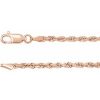 14K Rose 2.5 mm Diamond-Cut Rope 16″ Chain