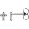 14K White .06 CTW Natural Diamond Youth Cross Earrings