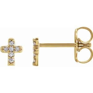 .06 Ctw Natural Diamond Youth Cross Earrings