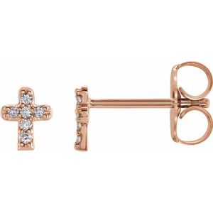 .06 Ctw Natural Diamond Youth Cross Earrings