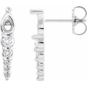 1/4 Ctw Natural Diamond Semi-Set Bar Earrings