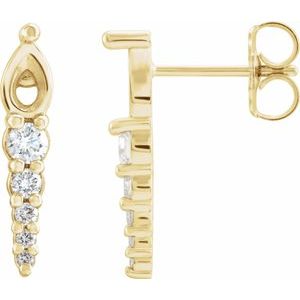 1/4 Ctw Natural Diamond Semi-Set Bar Earrings