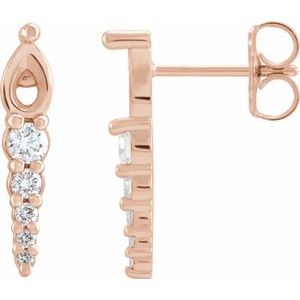 1/4 Ctw Natural Diamond Semi-Set Bar Earrings