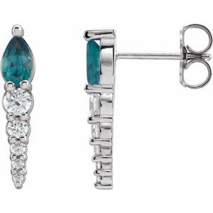 Lab-Grown Alexandrite And 1/4 Ctw Natural Diamond Earrings