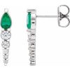 Sterling Silver Natural Emerald & 1/4 CTW Natural Diamond Earrings