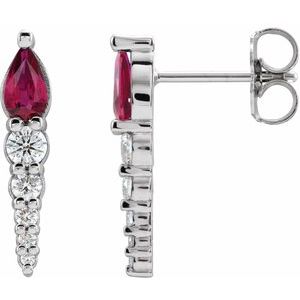 Natural Ruby And 1/4 Ctw Natural Diamond Earrings