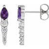 Sterling Silver Natural Amethyst & 1/4 CTW Natural Diamond Earrings