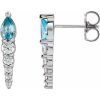 Natural Blue Zircon And 1/4 Ctw Natural Diamond Earrings