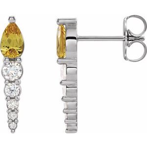 Natural Citrine And 1/4 Ctw Natural Diamond Earrings