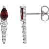 Platinum Natural Mozambique Garnet & 1/4 CTW Natural Diamond Earrings