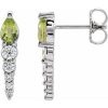 Platinum Natural Peridot & 1/4 CTW Natural Diamond Earrings