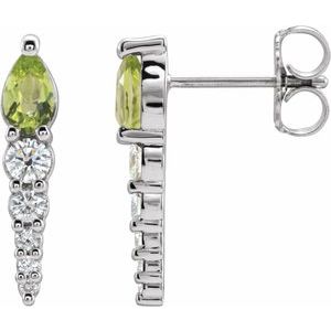 Natural Peridot And 1/4 Ctw Natural Diamond Earrings