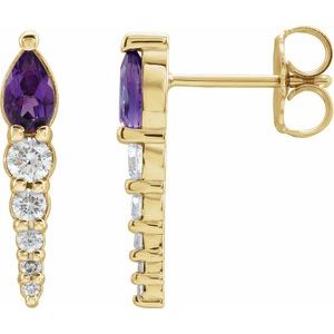 Natural Amethyst And 1/4 Ctw Natural Diamond Earrings