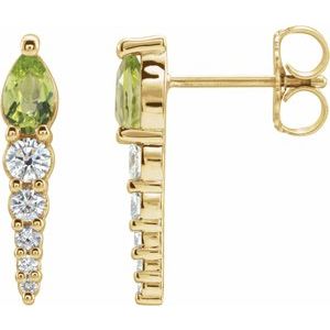 Natural Peridot And 1/4 Ctw Natural Diamond Earrings