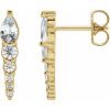 14K Yellow Natural White Sapphire & 1/4 CTW Natural Diamond Earrings