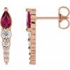 14K Rose Lab-Grown Ruby & 1/4 CTW Natural Diamond Earrings