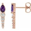 14K Rose Natural Amethyst & 1/4 CTW Natural Diamond Earrings