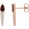 14K Rose Natural Mozambique Garnet & 1/4 CTW Natural Diamond Earrings