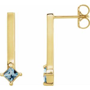 Natural London Blue Topaz Bar Drop Earrings