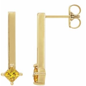 Natural Yellow Sapphire Bar Drop Earrings