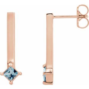 Natural London Blue Topaz Bar Drop Earrings