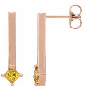 Natural Yellow Sapphire Bar Drop Earrings