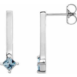 Natural London Blue Topaz Bar Drop Earrings