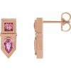 Natural Pink Multi-Gemstone Geometric Bar Drop Earrings