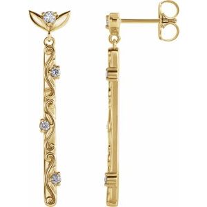 1/8 Ctw Natural Diamond Vintage-Inspired Dangle Earrings