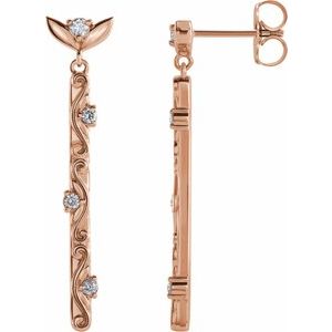 1/8 Ctw Natural Diamond Vintage-Inspired Dangle Earrings