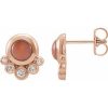 14K Rose Natural Pink Coral & 1/8 CTW Natural Diamond Earrings