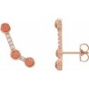 14K Rose Natural Pink Coral & .01 CTW Natural Diamond Ear Climbers