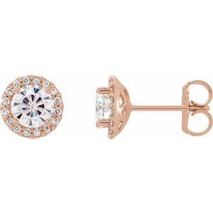 Forever One Lab-Grown Moissanite And 1/6 Ctw Natural Diamond Earrings