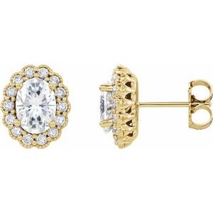 Forever One Lab-Grown Moissanite And 1/3 Ctw Natural Diamond Earrings