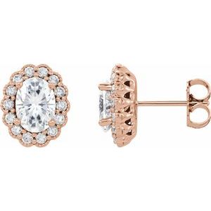 Forever One Lab-Grown Moissanite And 1/3 Ctw Natural Diamond Earrings