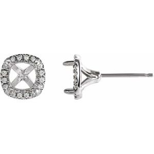 .06 Ctw Natural Diamond Semi-Set Halo-Style Earring