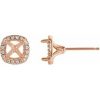 14K Rose 3×3 mm Square .05 CTW Natural Diamond Semi-Set Halo-Style Earring