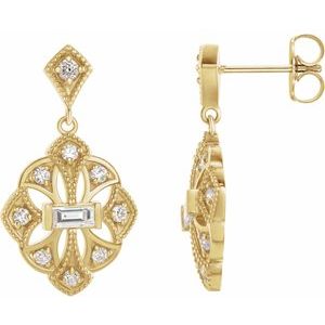 3/8 Ctw Natural Diamond Dangle Earrings